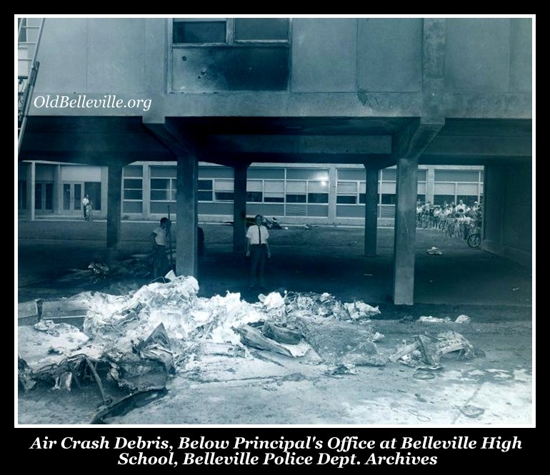 Plane crashes into Belleville High School, Belleville NJ, Courtesy Belleville Police Dept. Archives